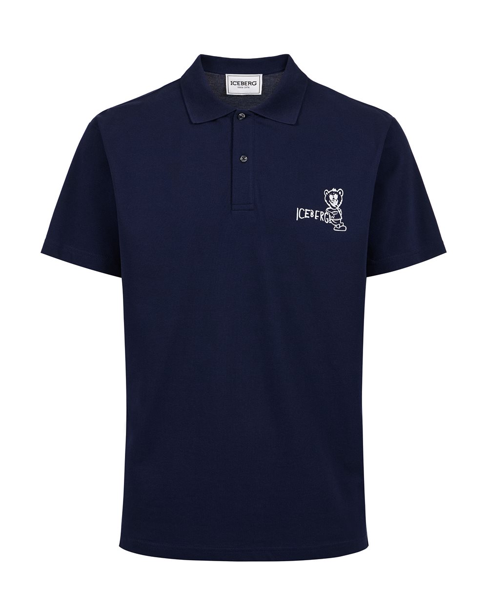 Blaues Piqué-Polo mit Bärenprint - Kleidung | Iceberg - Official Website