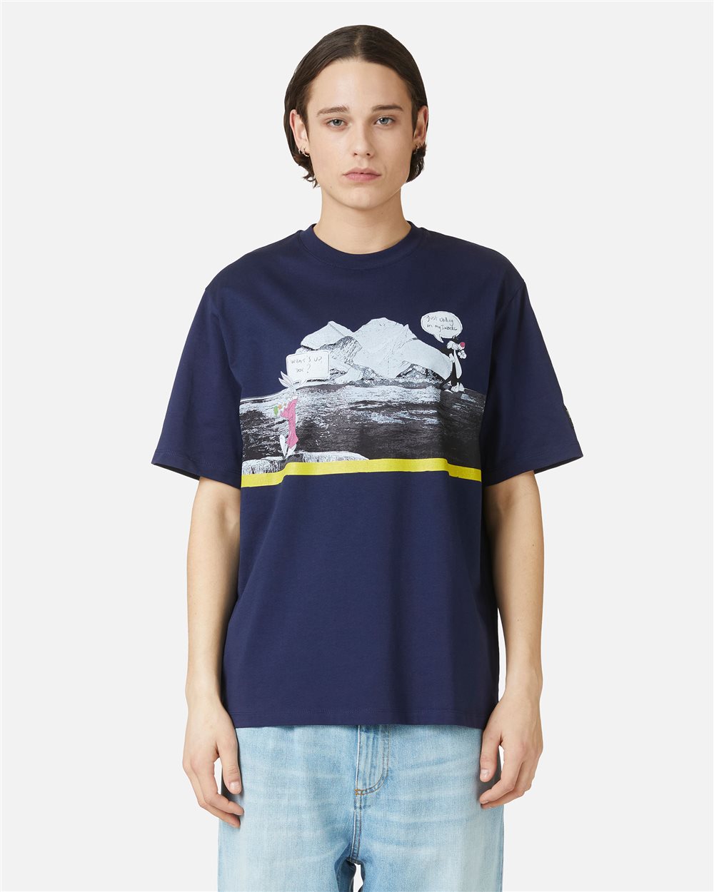 T-shirt blu regular fit in jersey di cotone con logo Iceberg - Nuovi arrivi | Iceberg - Official Website
