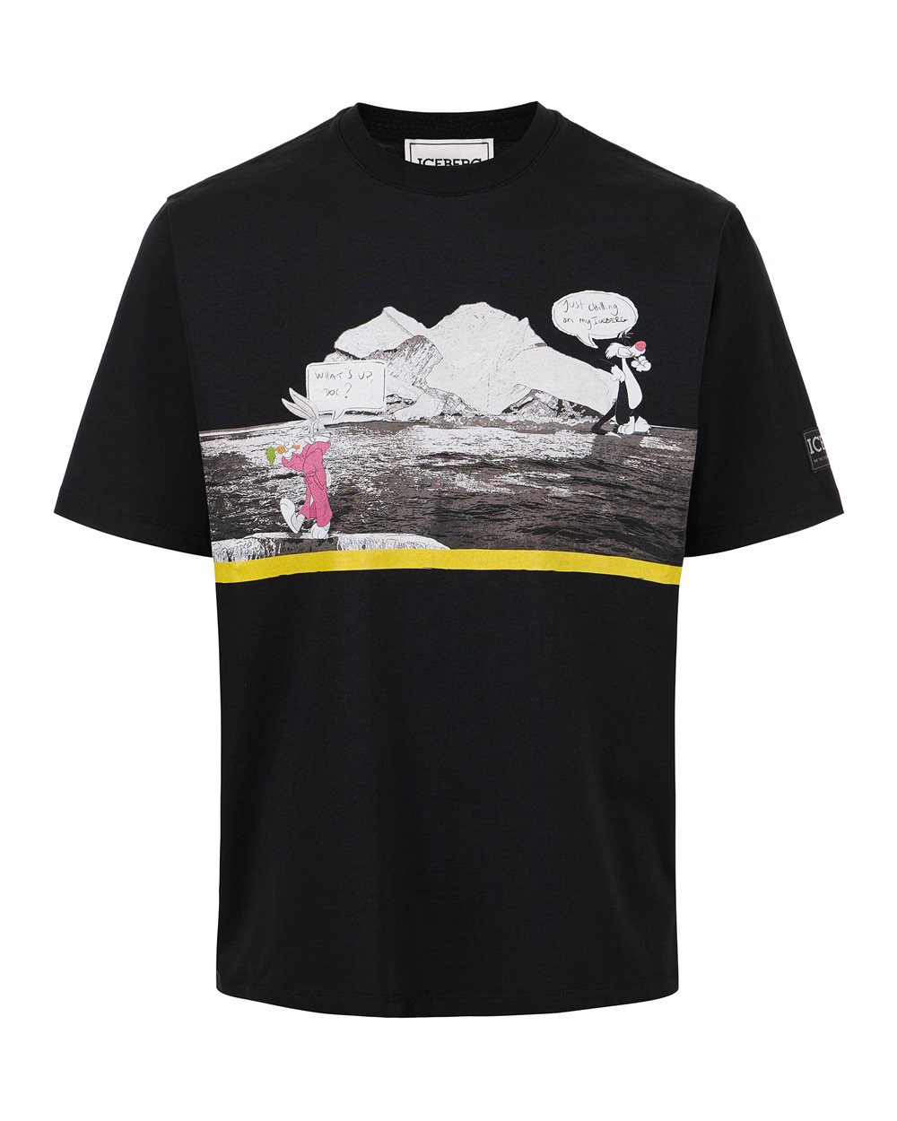 T-shirt nera regular fit in jersey di cotone con logo Iceberg - Nuovi arrivi | Iceberg - Official Website