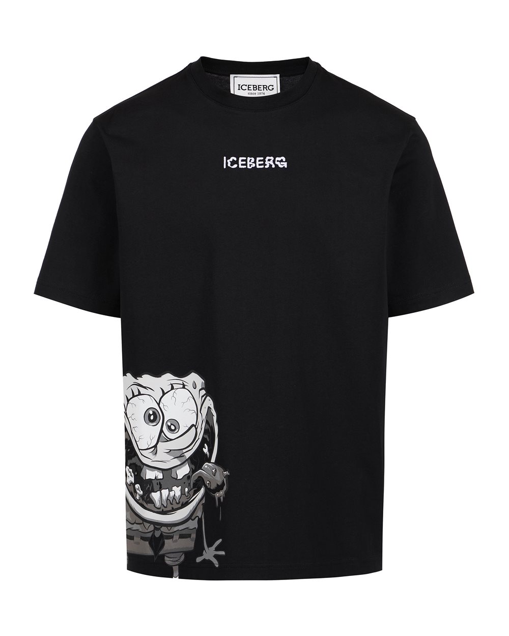 Schwarzes T-Shirt im Regular Fit aus Jersey mit Spongebob-Print - T-Shirts und Polohemden | Iceberg - Official Website