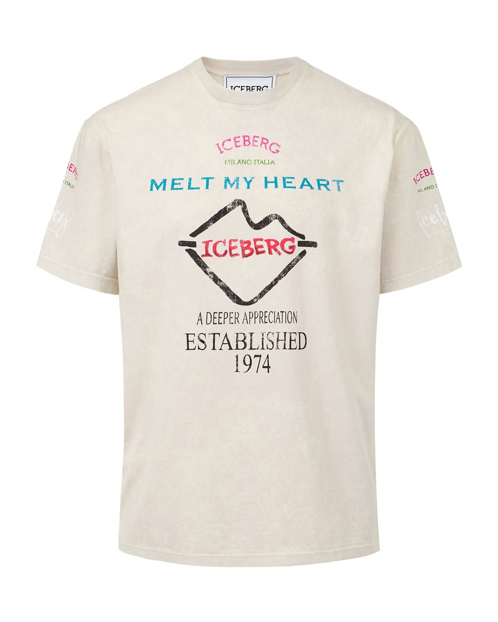 Relaxed fit dusty-colored cotton jersey T-shirt - Private Sale Man | Iceberg - Official Website