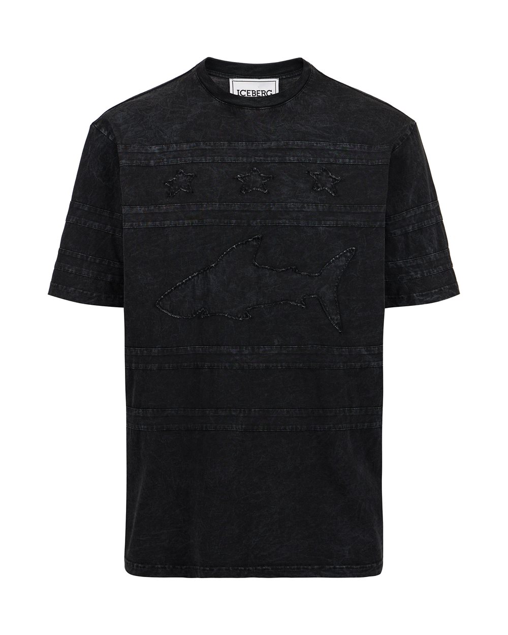 Relaxed fit black T-shirt in dyed cotton jersey - T-shirts & polo | Iceberg - Official Website