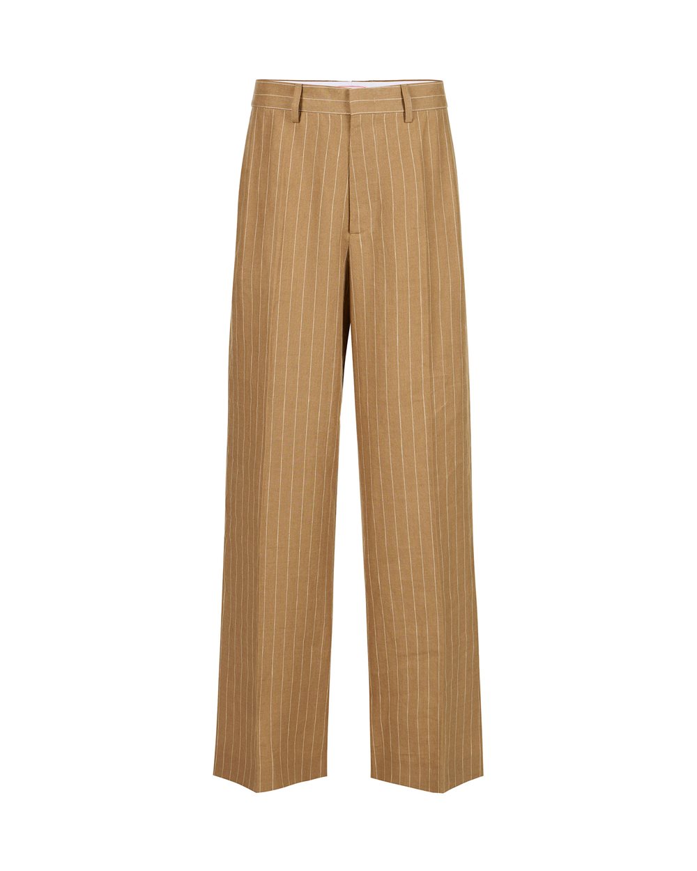 Beige-white comfort fit trousers in pinstriped linen - Fashion Show Man | Iceberg - Official Website