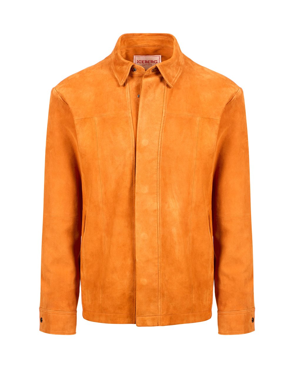 Orange regular fit suede shirt with Iceberg logo - Fashion Show Man | Iceberg - Official Website