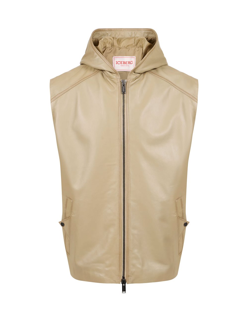 Mud Leather Hooded Vest with Iceberg Logo - Fashion Show Man | Iceberg - Official Website