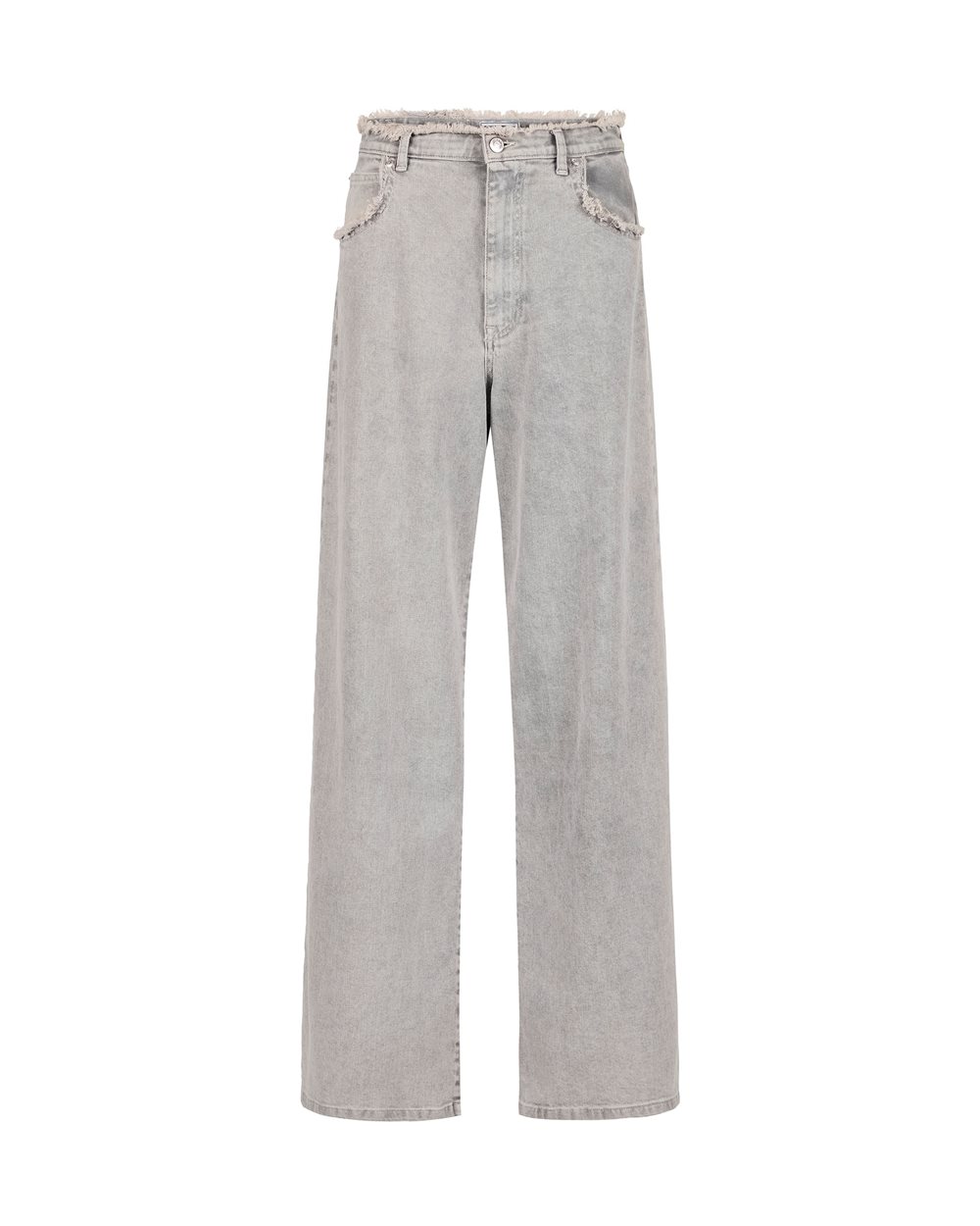 5-pocket big flare fit trousers in grey denim with marble treatment - NEWSPAPER PRINT | Iceberg - Official Website