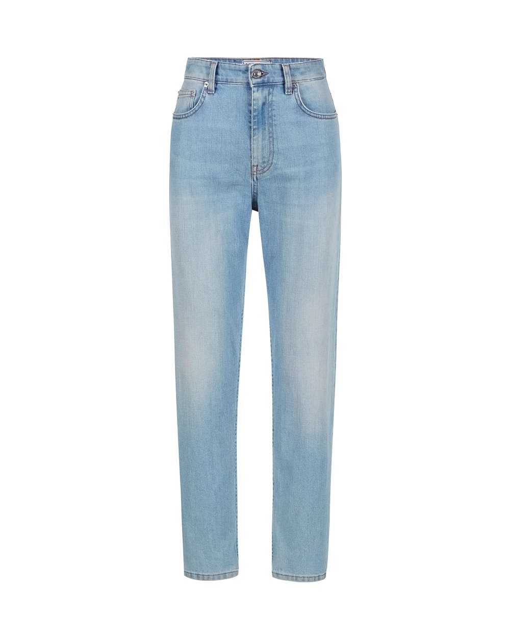Indigo mom comfort fit 5-pocket denim trousers - NEWSPAPER PRINT | Iceberg - Official Website