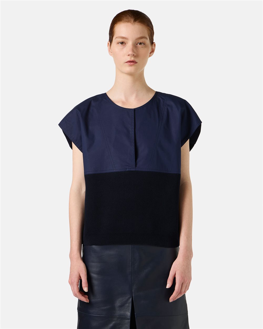 Blu carry-over crewneck in cotton with jacquard logo stripe | Iceberg - Official Website