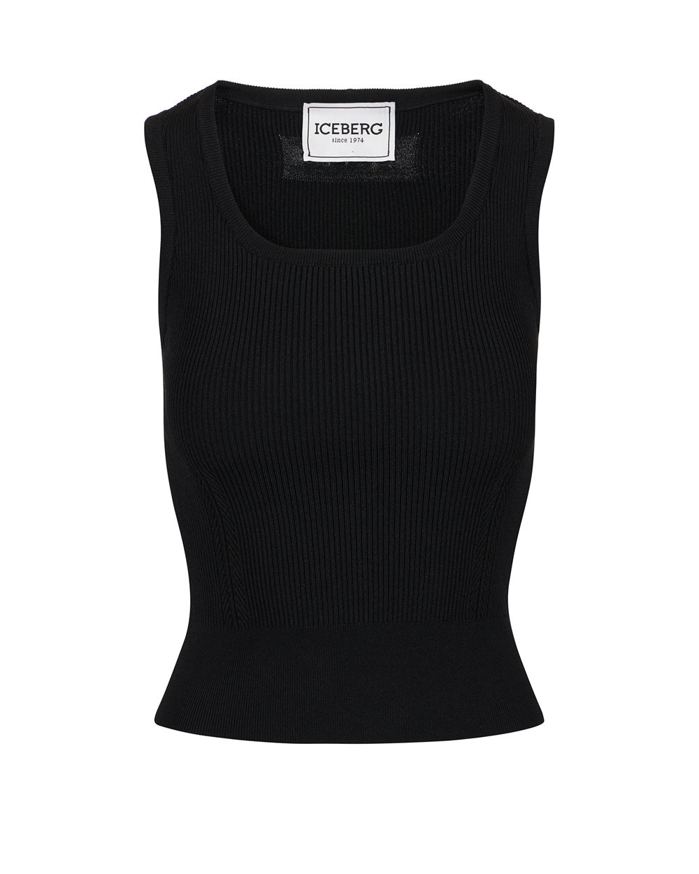 Small black ribbed tank top - Knitwear | Iceberg - Official Website