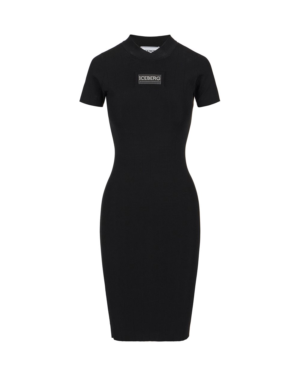 Black stretch viscose dress with sporty ribbed pattern - SEASON'S MUST HAVE | Iceberg - Official Website