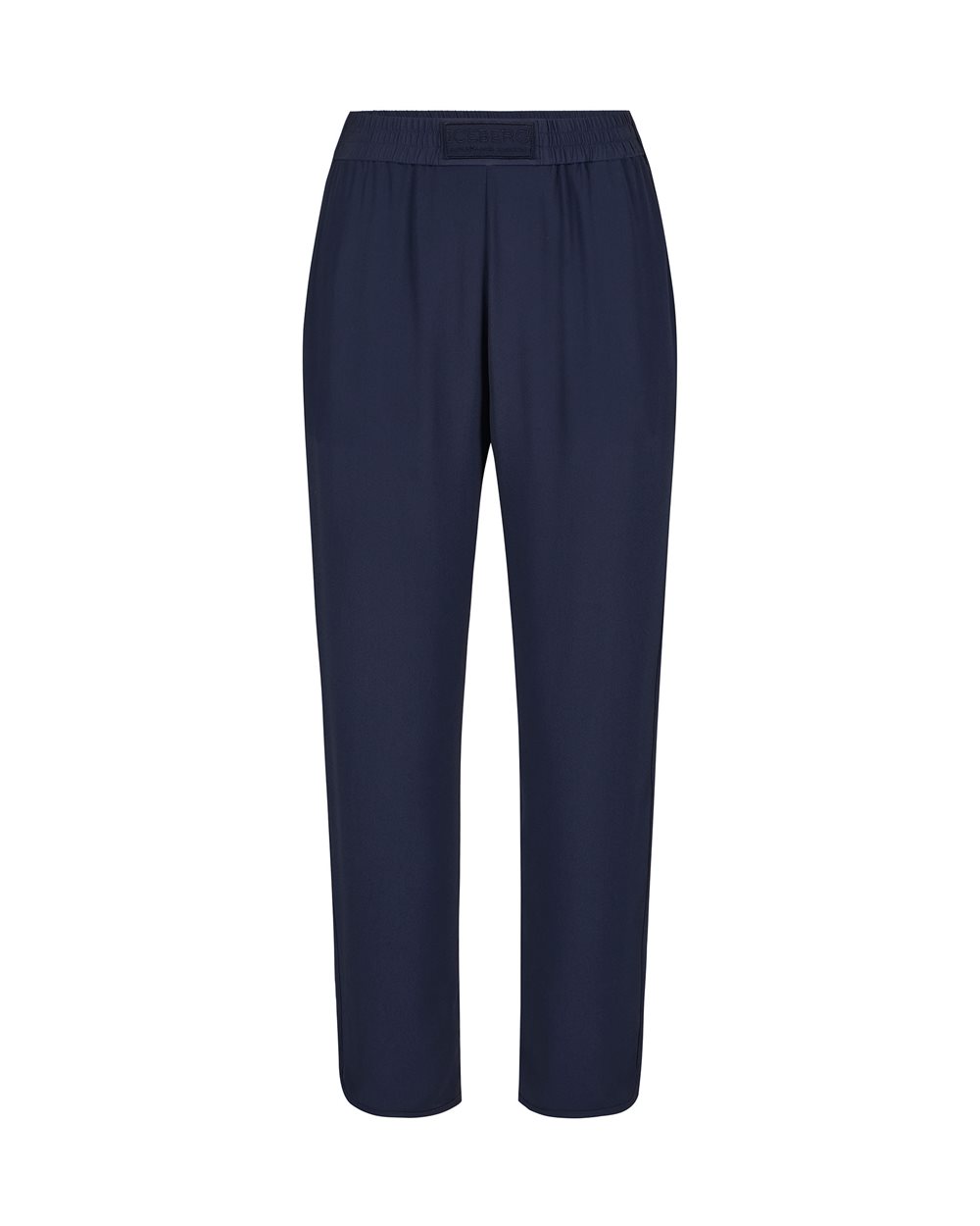 Pantalone blu scuro jogging fit in crepe de chine acetato/seta - Pantaloni | Iceberg - Official Website
