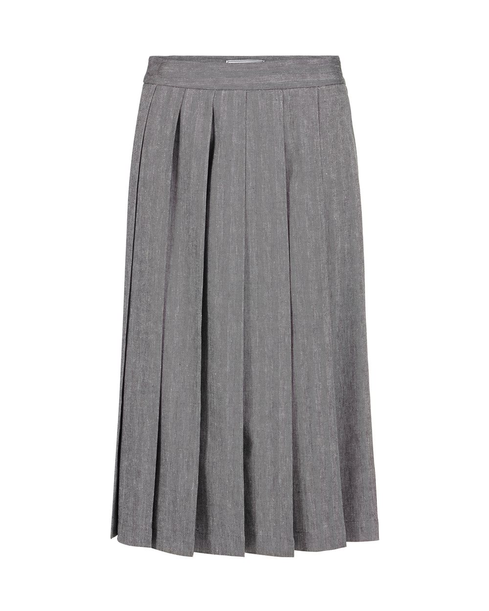 Cotton linen herringbone regular-waisted pleated skirt - ELEGANT DAYWEAR | Iceberg - Official Website