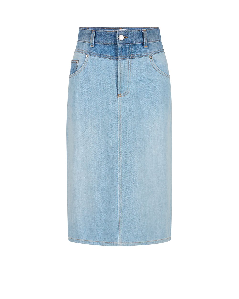 Indigo denim skirt with regular waist and loose fit - NEWSPAPER PRINT | Iceberg - Official Website
