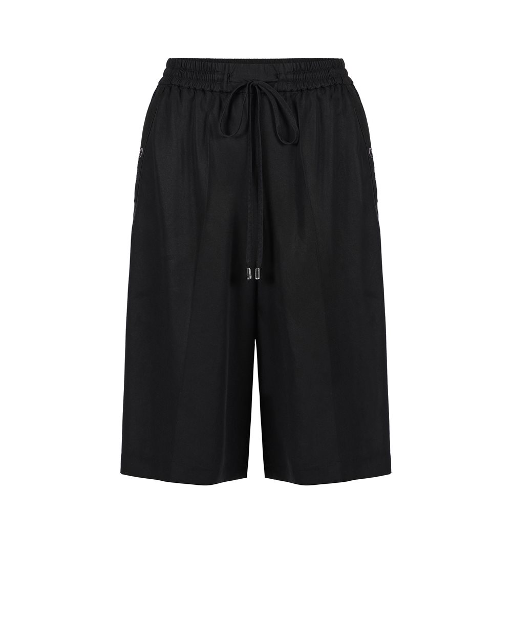 Bermuda nere comfort fit in tessuto fluido di Tencel - Pantaloni | Iceberg - Official Website