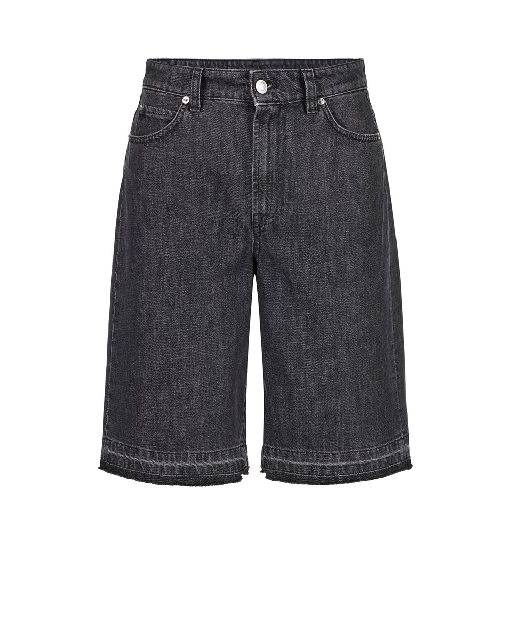 Black regular fit Bermuda shorts in denim - NEWSPAPER PRINT | Iceberg - Official Website