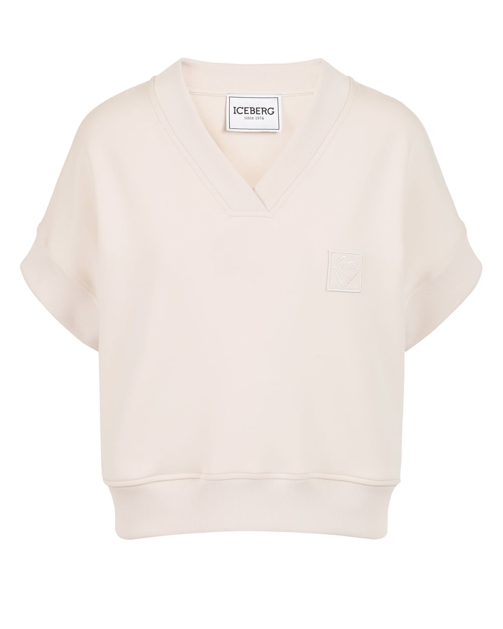 Dusty-colored short-sleeved sweatshirt in scuba fabric | Iceberg - Official Website