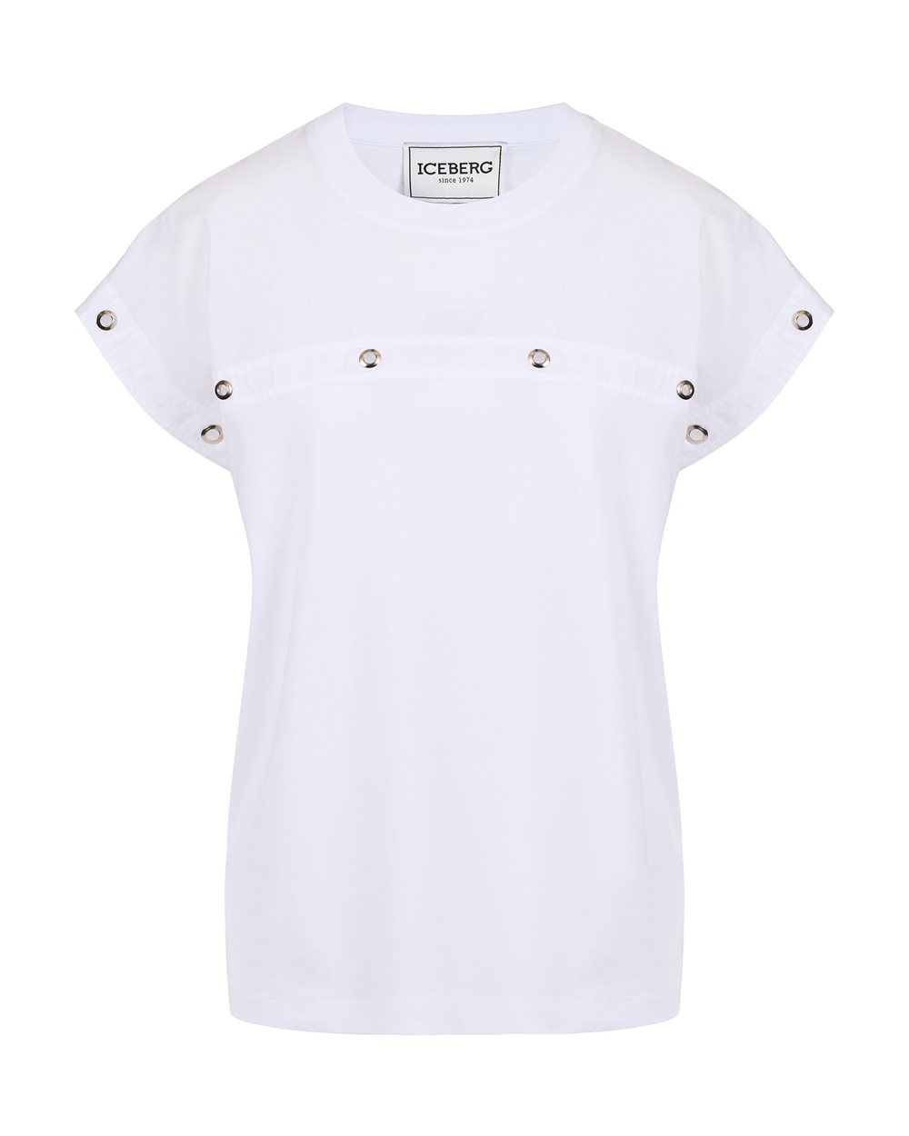 T-shirt bianca in tessuto interlock sostenibile certificato GOTS - T-shirts & tops | Iceberg - Official Website
