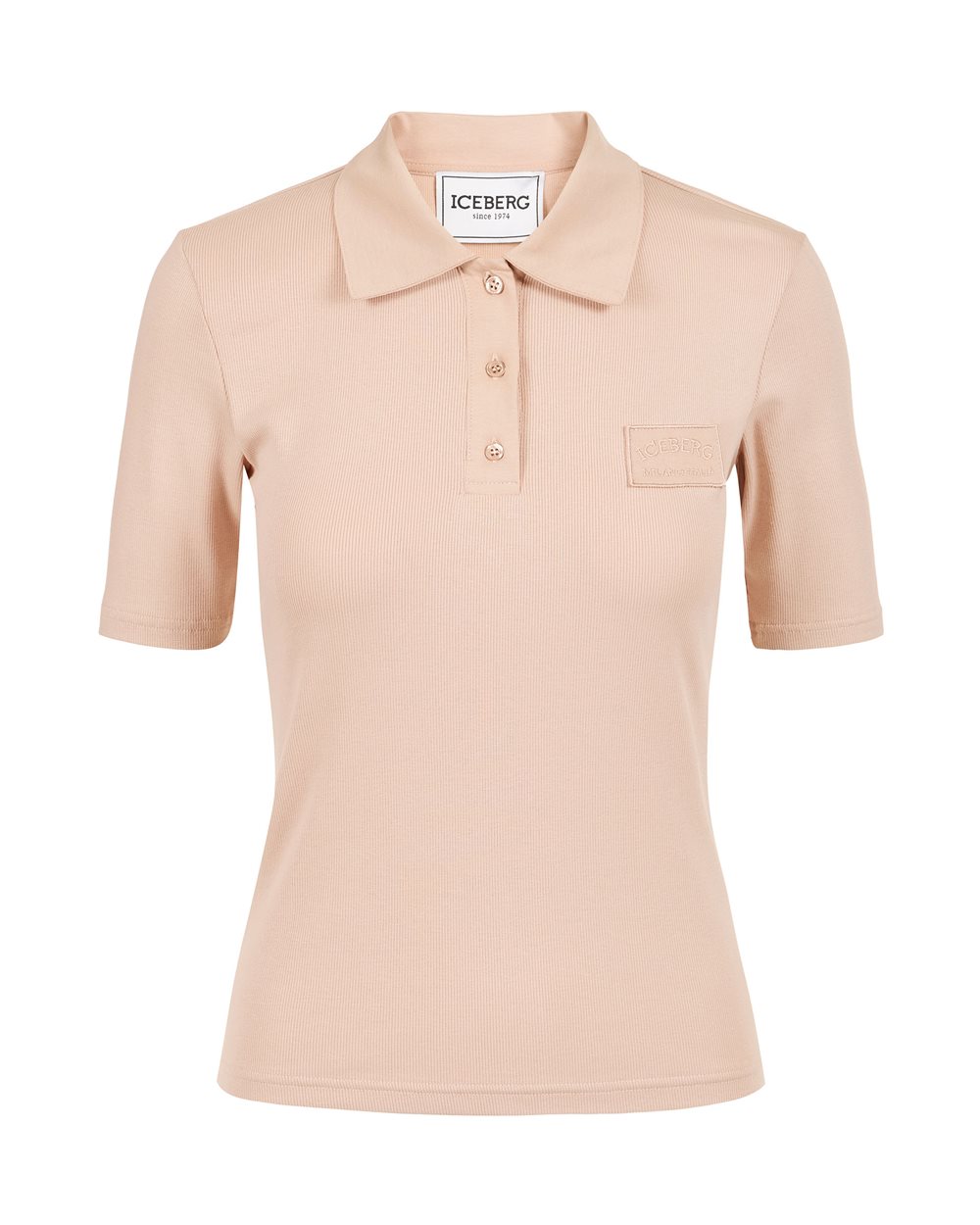 Blush ribbed short-sleeved T-shirt with Iceberg logo - NEWSPAPER PRINT | Iceberg - Official Website