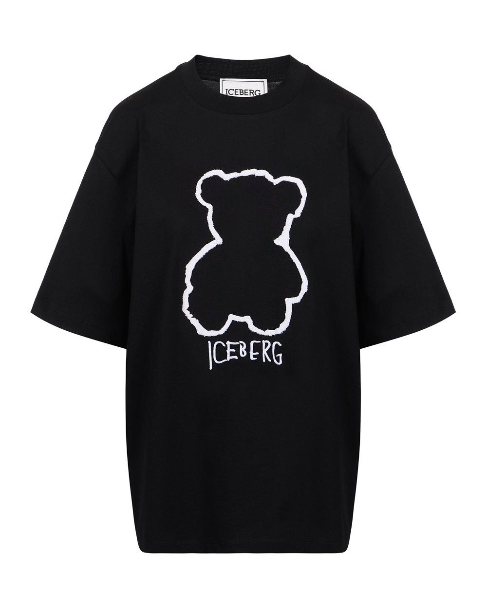 T-shirt nera in jersey di cotone con stampa Bear Iceberg - T-shirts & tops | Iceberg - Official Website