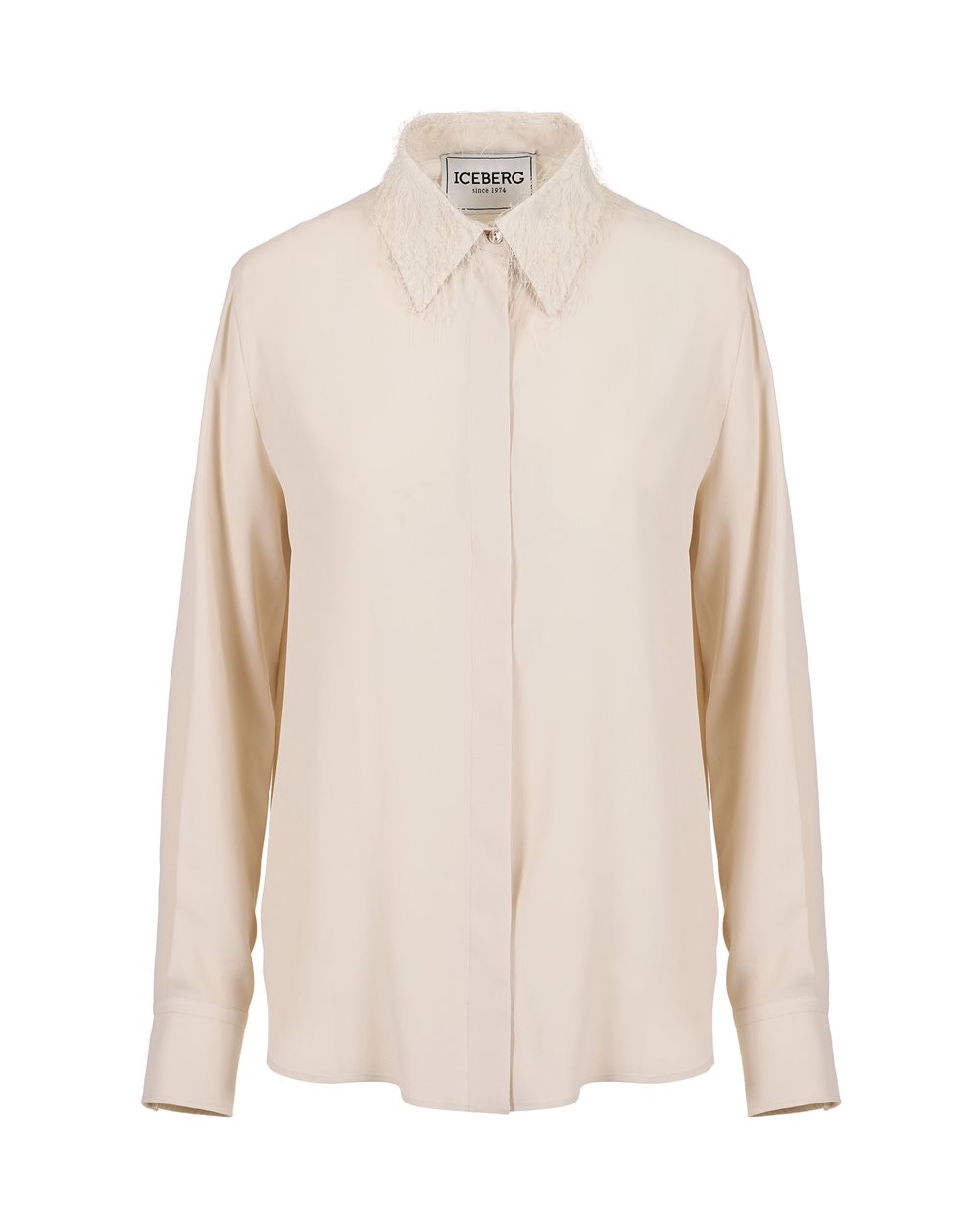 Dusty colored silk blend crepe de chine shirt with elegant detail | Iceberg - Official Website