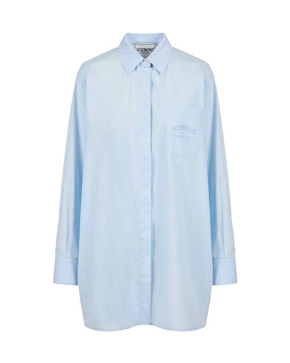 Light blue over-fit cotton poplin shirt - SEASON'S MUST HAVE | Iceberg - Official Website
