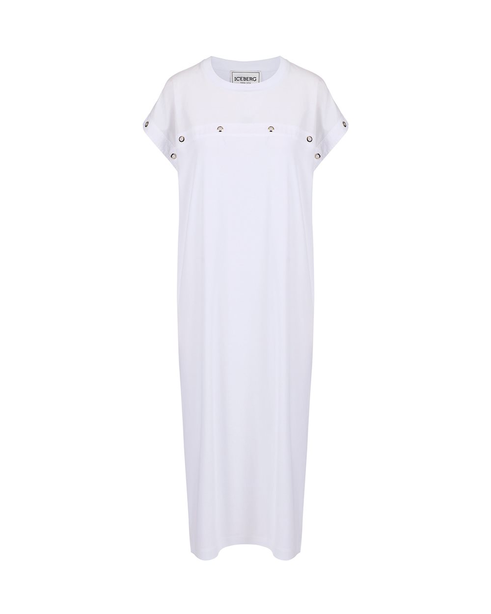 White dress in GOTS certified sustainable interlock fabric - Dresses & Skirts | Iceberg - Official Website