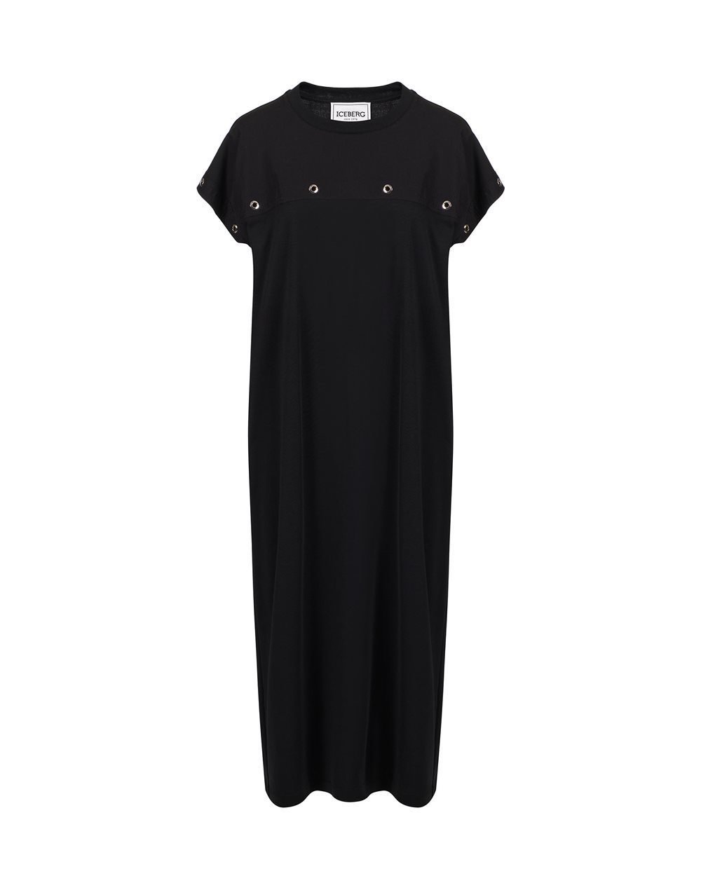 Black dress in GOTS certified sustainable interlock fabric - SEASON'S MUST HAVE | Iceberg - Official Website