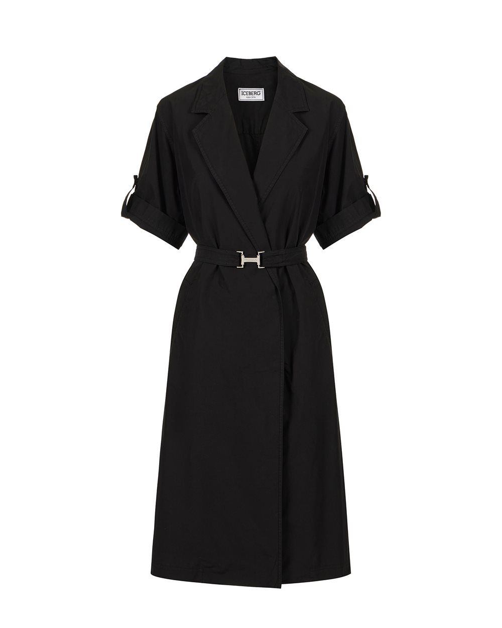 Regular fit black dress with canvas belt - Dresses & Skirts | Iceberg - Official Website