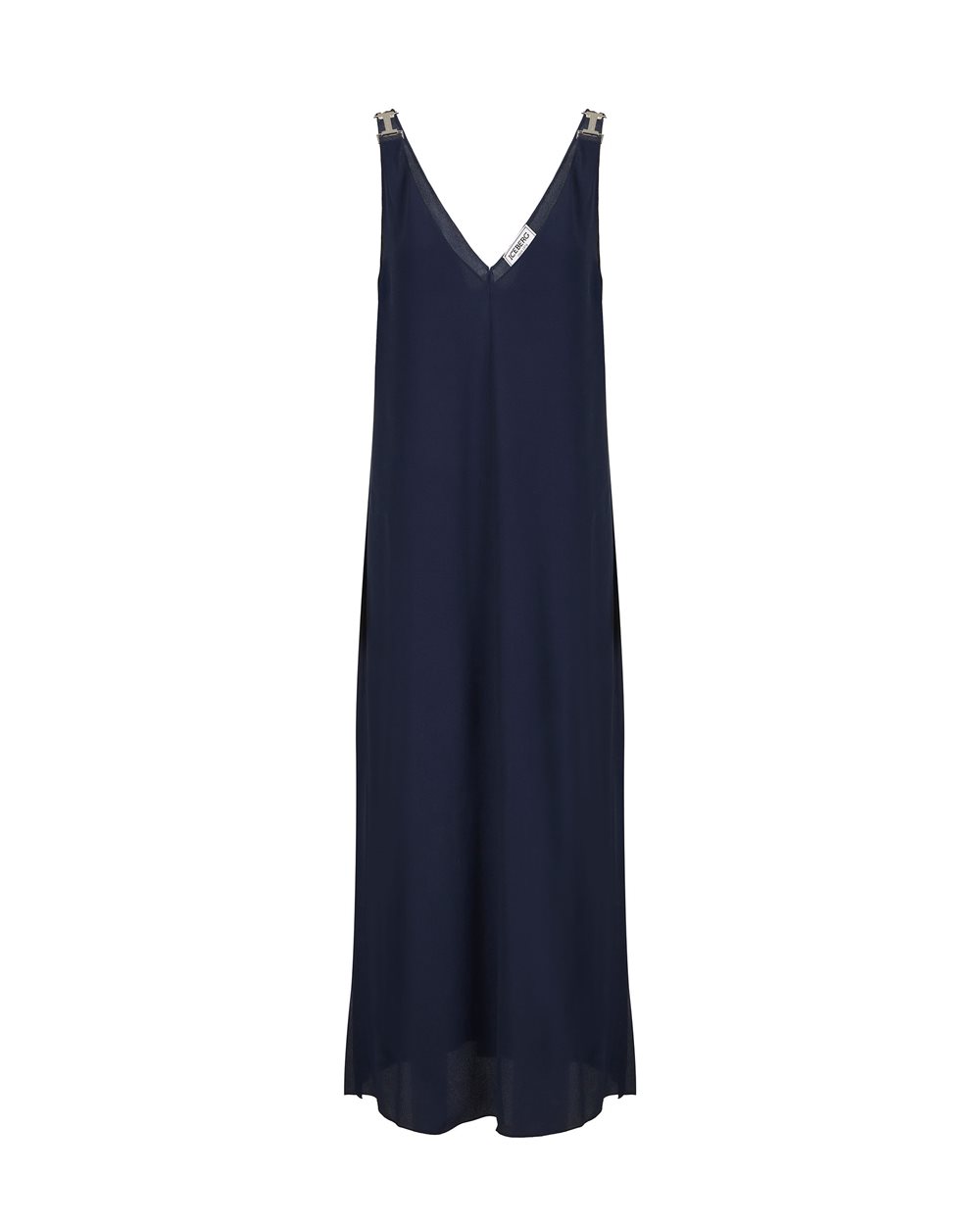 Blue crepe de chine dress with elegant details | Iceberg - Official Website