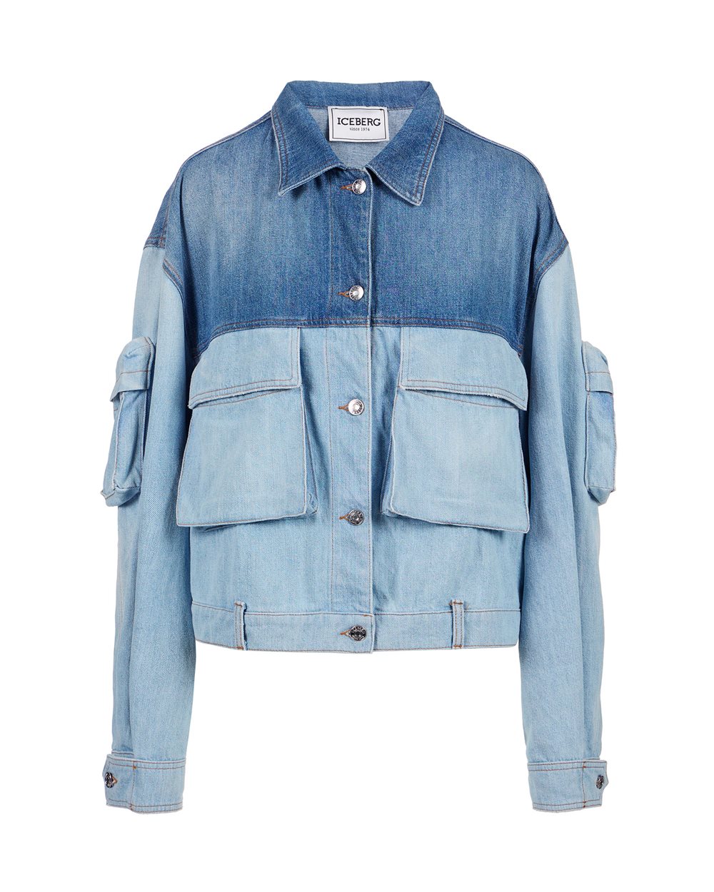 Giubbotto new shape color indaco in denim lavato a spezzoni - Capispalla | Iceberg - Official Website