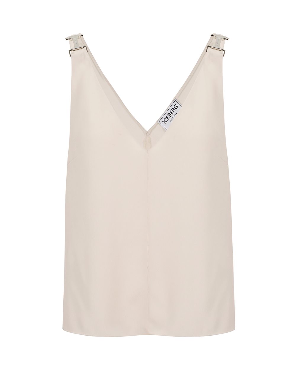 Dusty colored crepe de chine top with signature details | Iceberg - Official Website