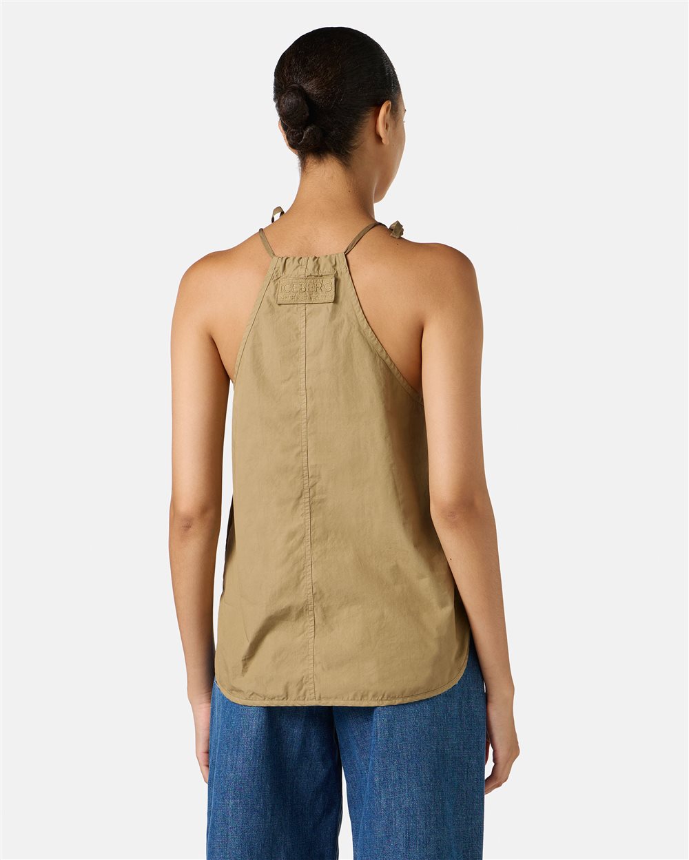 Mud-colored cotton parachute canvas regular fit top - Woman | Iceberg - Official Website