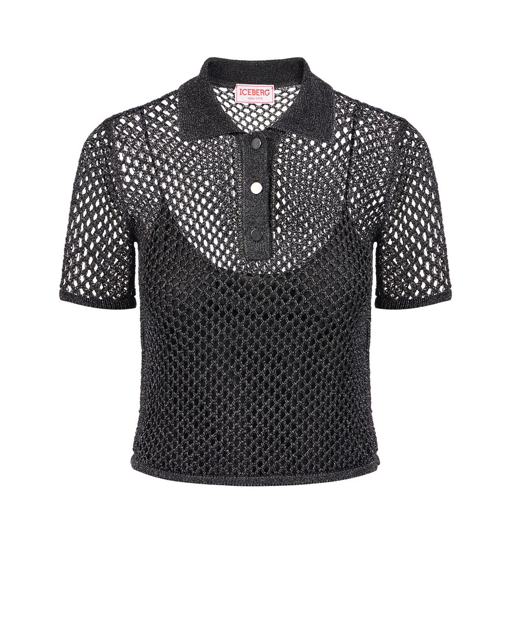Black openwork polo shirt - Fashion Show Woman | Iceberg - Official Website
