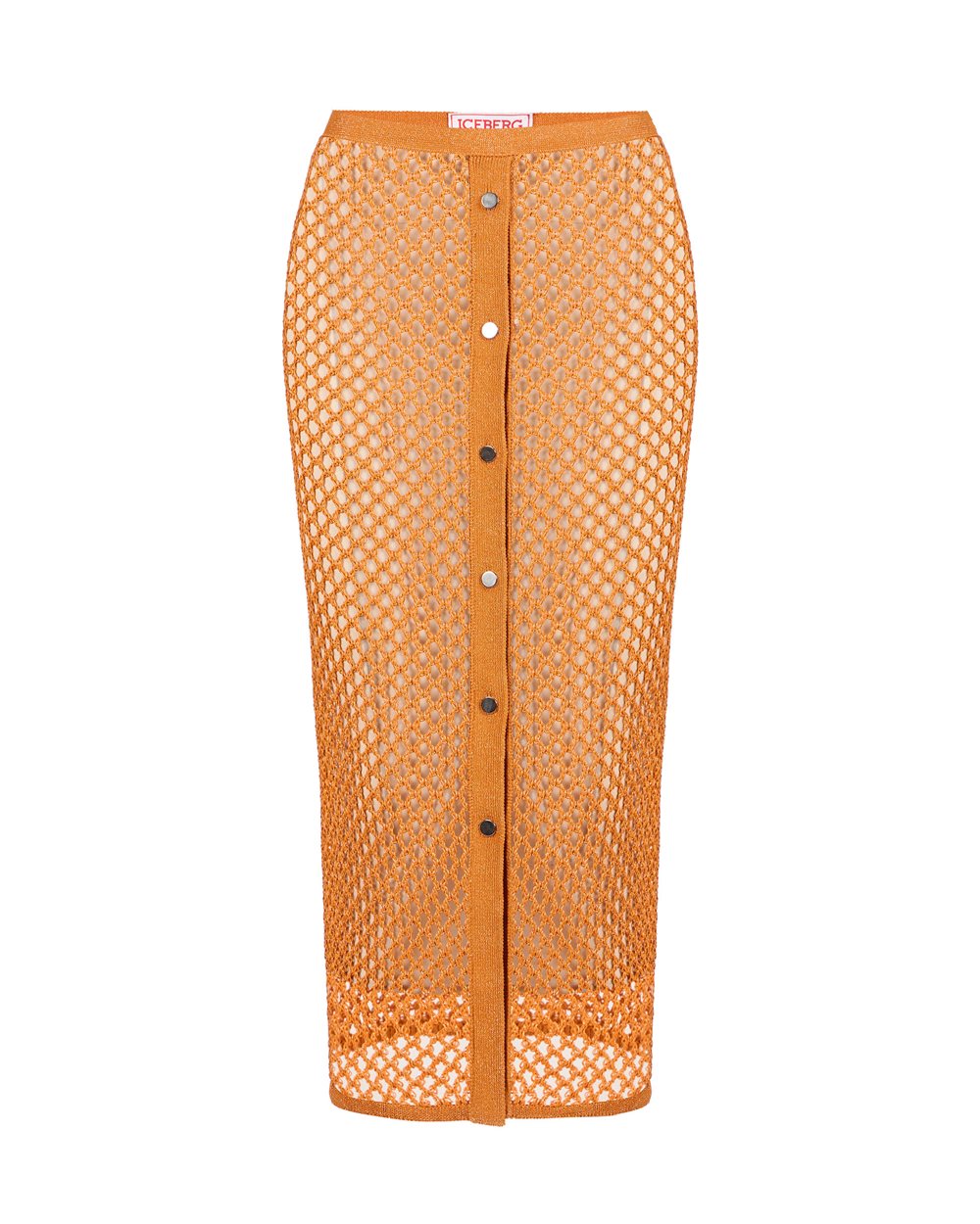 Carrot Cotton Nylon Mesh Perforated Skirt with Metallic Details - Fashion Show Woman | Iceberg - Official Website