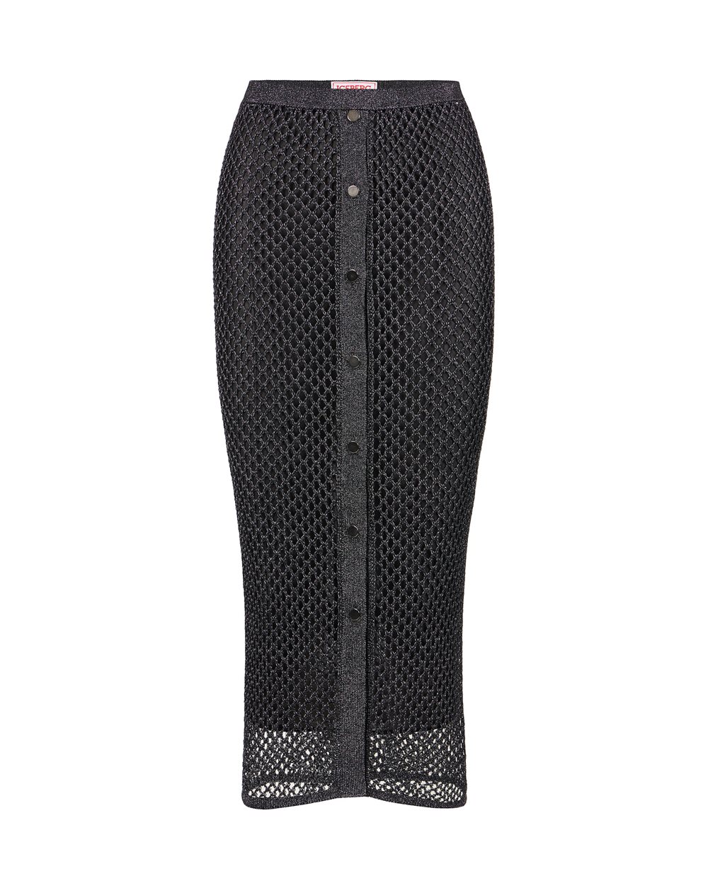 Black mesh skirt in a cotton nylon blend with metallic details - Fashion Show Woman | Iceberg - Official Website