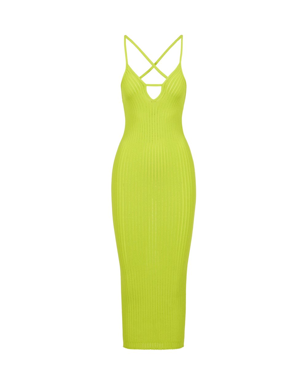 Cedar colored Low-cut Ribbed Pencil Dress - Fashion Show Woman | Iceberg - Official Website