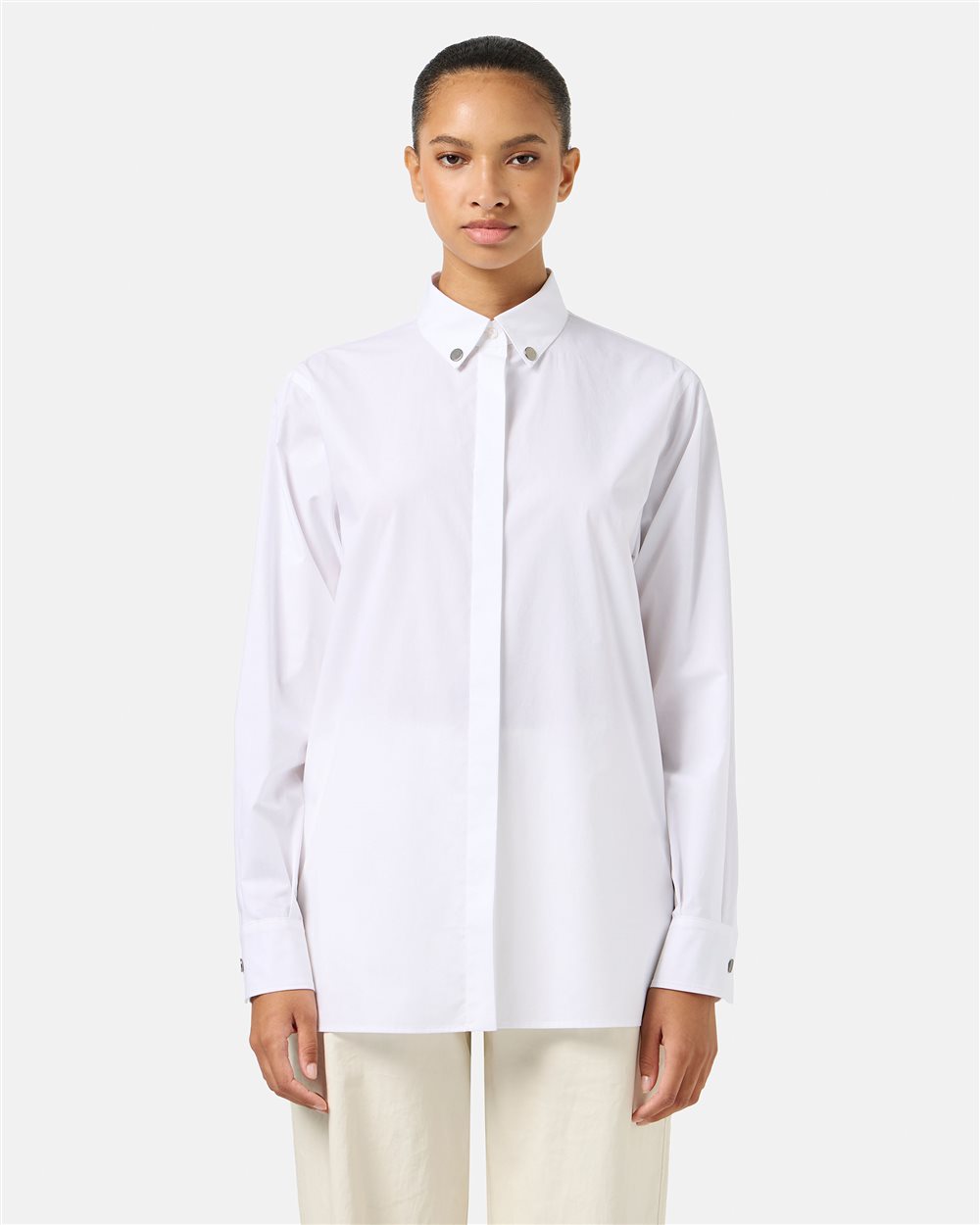 White Regular Fit Shirt in Cotton Parachute Canvas - Fashion Show Woman | Iceberg - Official Website