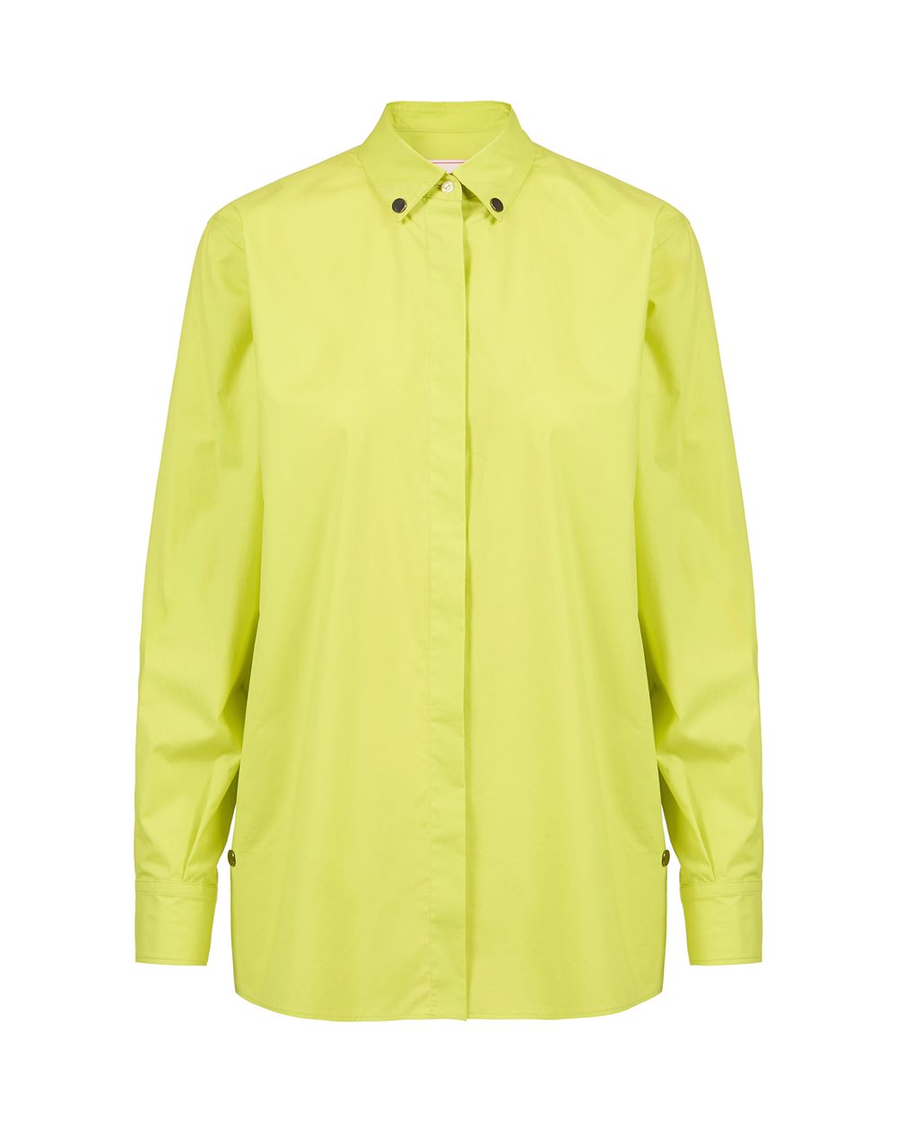 Lime Yellow Regular Fit Shirt in Cotton Parachute Canvas - Fashion Show Woman | Iceberg - Official Website