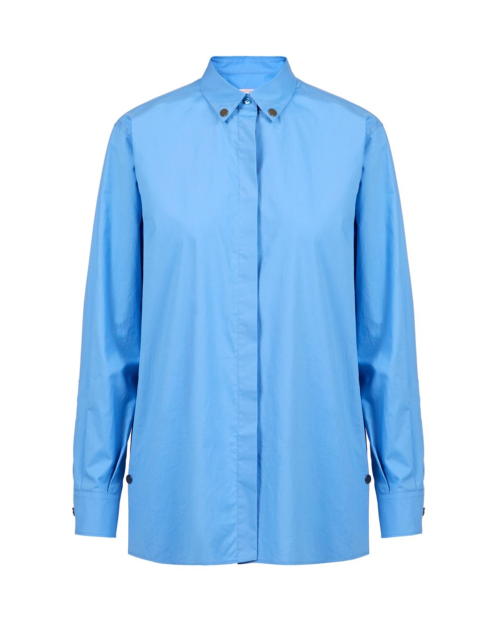 Regular Fit Sky Blue Shirt in Cotton Parachute Canvas - Woman | Iceberg - Official Website