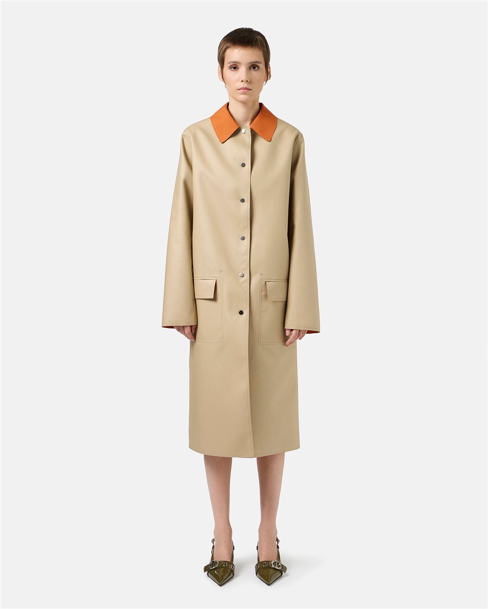 Cappotto Fashion Style Reversibile Beige e Arancio - Capispalla | Iceberg - Official Website