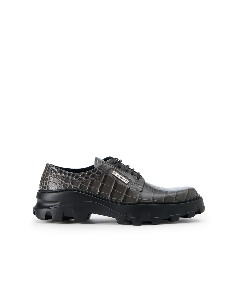 Iceberg gray calfskin lace-up shoes with chunky sole - per abilitare | Iceberg - Official Website