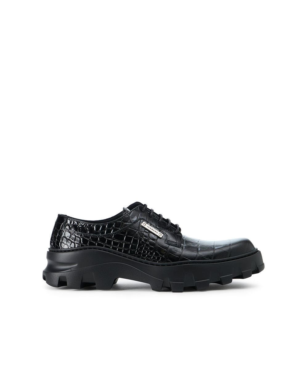 Iceberg black calfskin lace-up shoes with chunky sole - per abilitare | Iceberg - Official Website