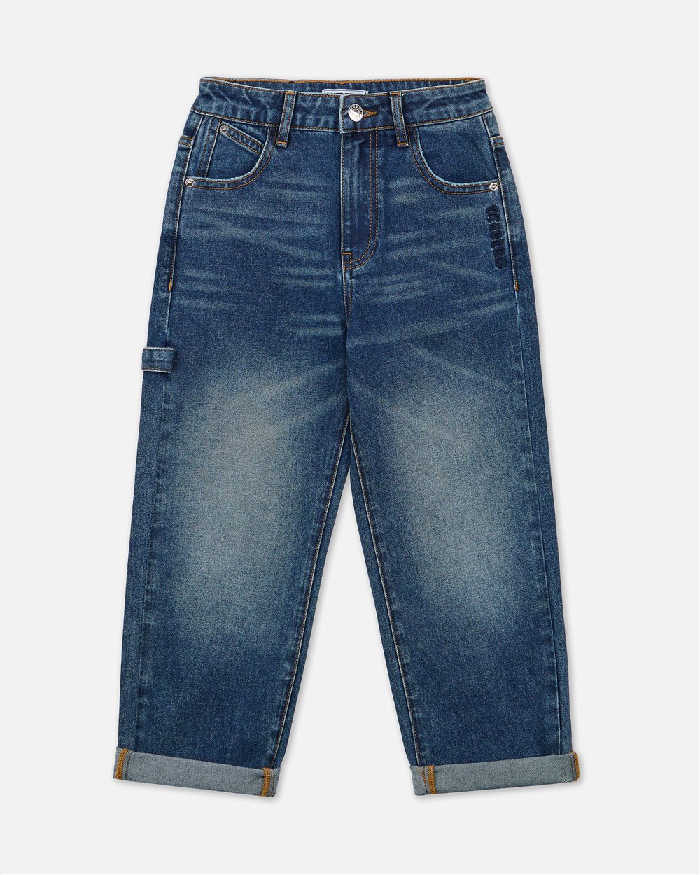 Indigo 5-pocket wide-leg jeans with cuffed ankles | Iceberg - Official Website