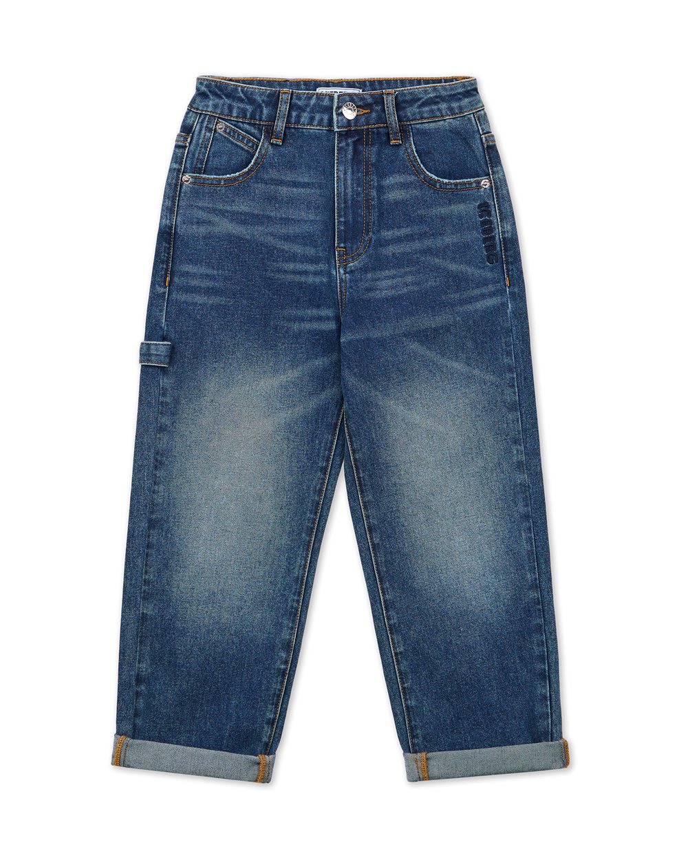 Indigo 5-pocket wide-leg jeans with cuffed ankles | Iceberg - Official Website