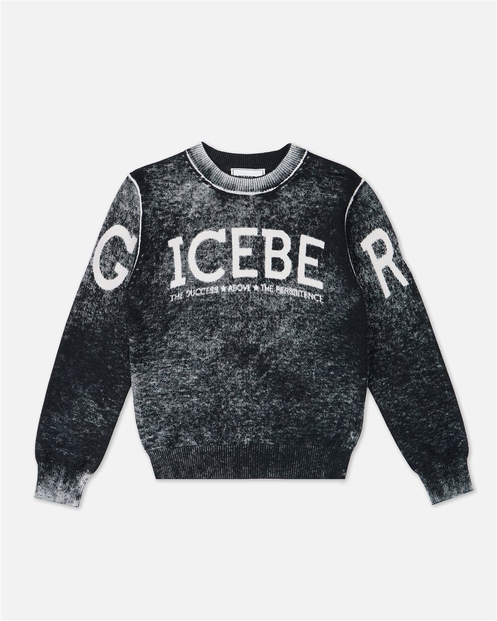 Black crewneck sweater with contrasting Iceberg logo | Iceberg - Official Website