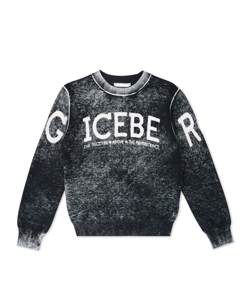 Black crewneck sweater with contrasting Iceberg logo | Iceberg - Official Website