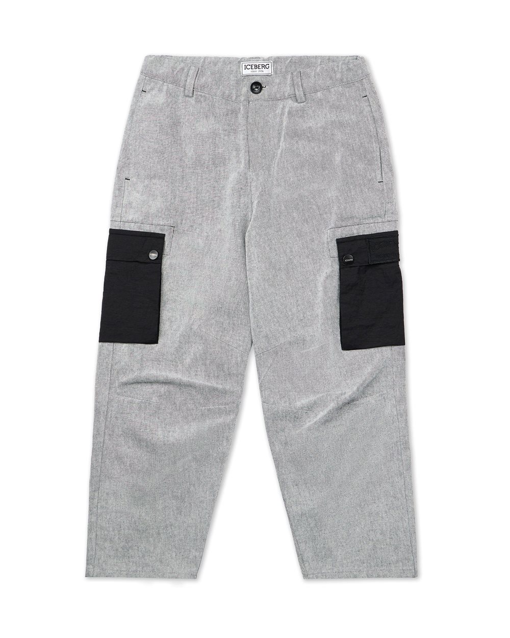 Black cargo pants with contrasting details - Kids | Iceberg - Official Website