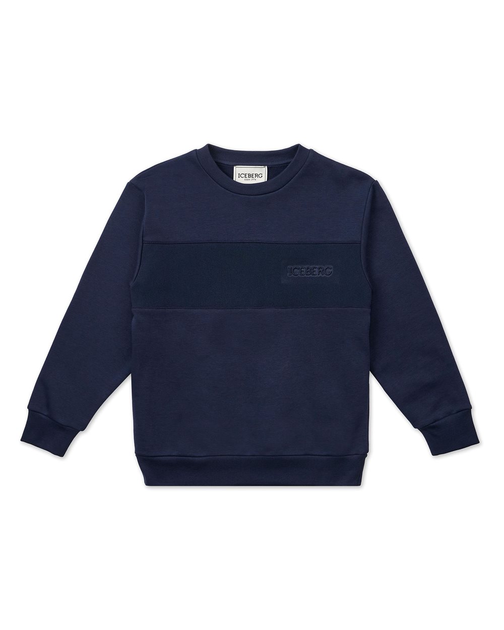 Blue crewneck sweatshirt with Iceberg logo - Kids | Iceberg - Official Website