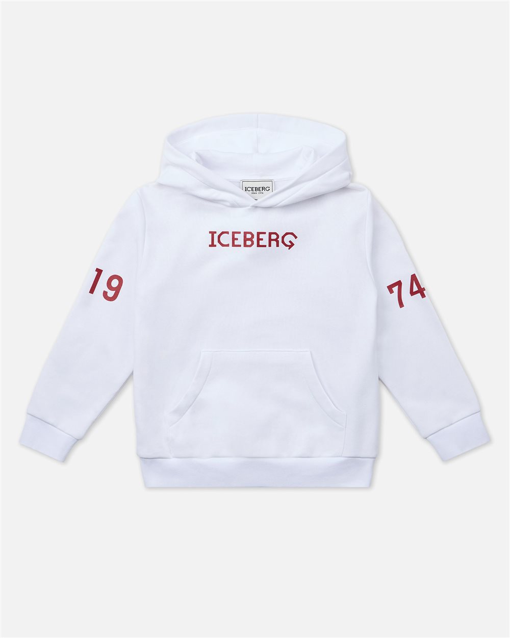 White hoodie with red corporate logo - Boy | Iceberg - Official Website