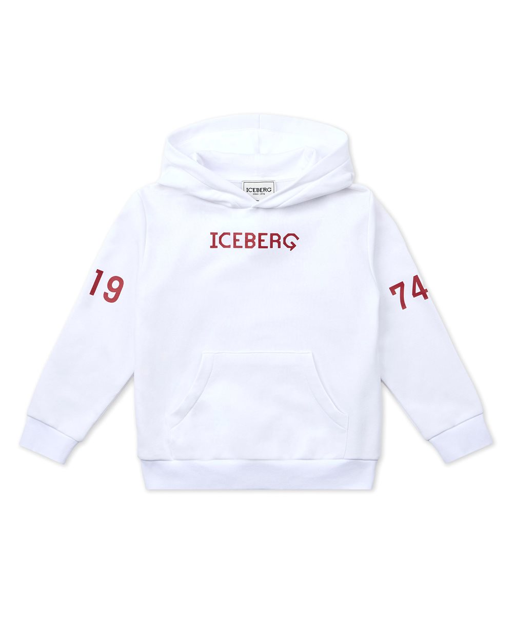 White hoodie with red corporate logo - Boy | Iceberg - Official Website